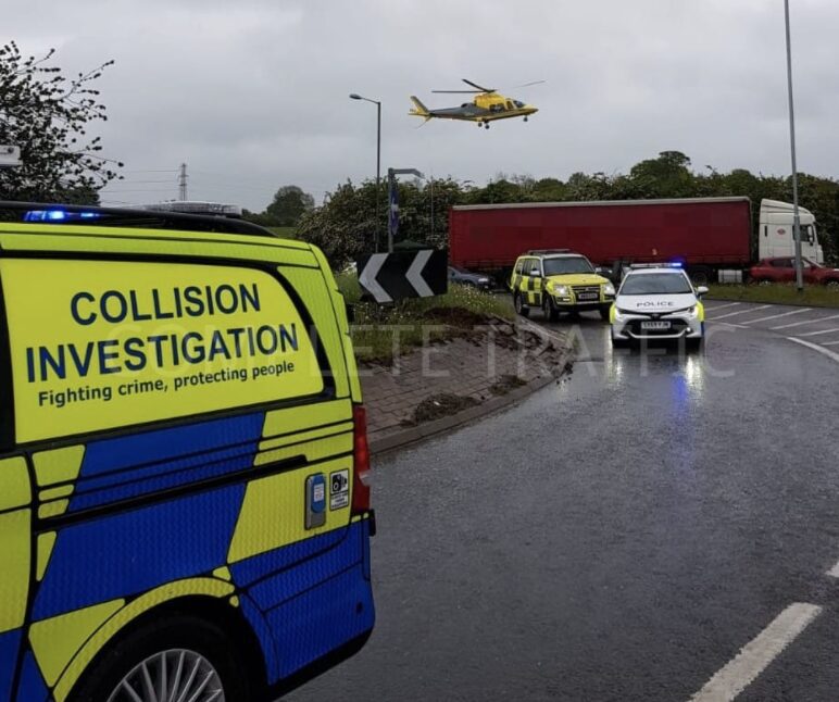 An Hgv Driver Has Sadly Died, After His Vehicle Struck A Traffic Island On A Busy Northamptonshire Road