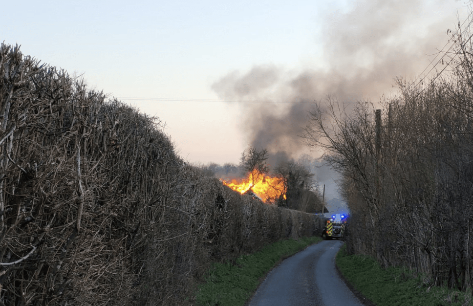 Crews From Three Services Are On The Scene Of A Thatched Roof Blaze In The Village Of Binley Near To Hampshire’s Border With Berkshire And Wiltshire