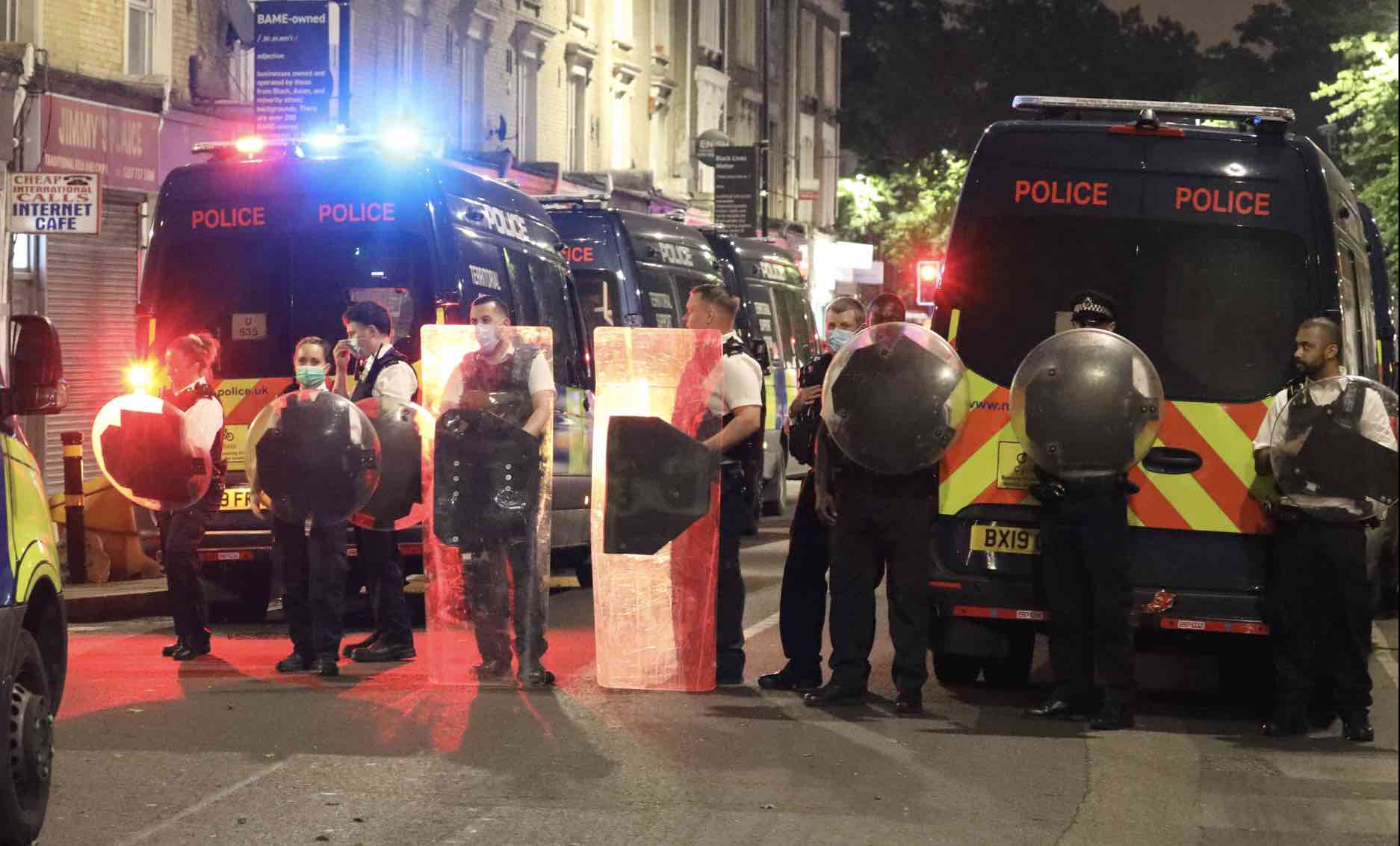 Police Come Under Attack  With Bricks And Missiles  After Shooting And Stabbing In Brixton
