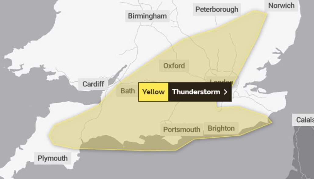 Yellow Weather Warning Issued For Thunderstorms  With The Risk Of Flooding