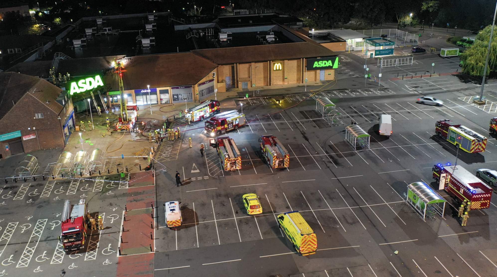 Sixty Fire-fighters Tackle Blaze At Beckton Asda