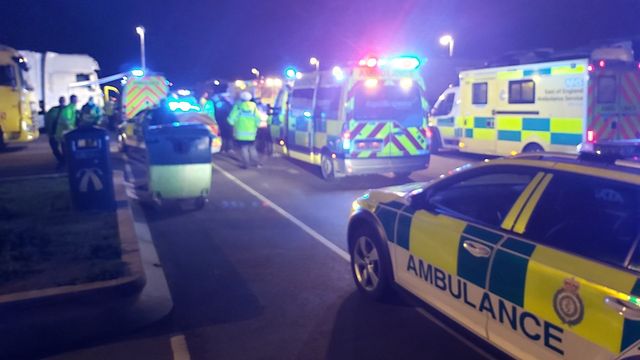 A Lorry Driver Has Been Arrested After 13 People Were Found In The Back Of A Trailer On The A14