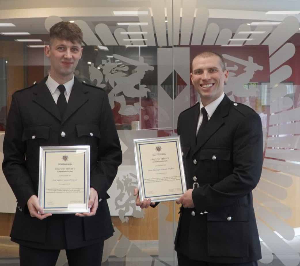 Trio Awarded  Chief Fire Officer’s Commendation For Saving A Woman’s Life After A Collision