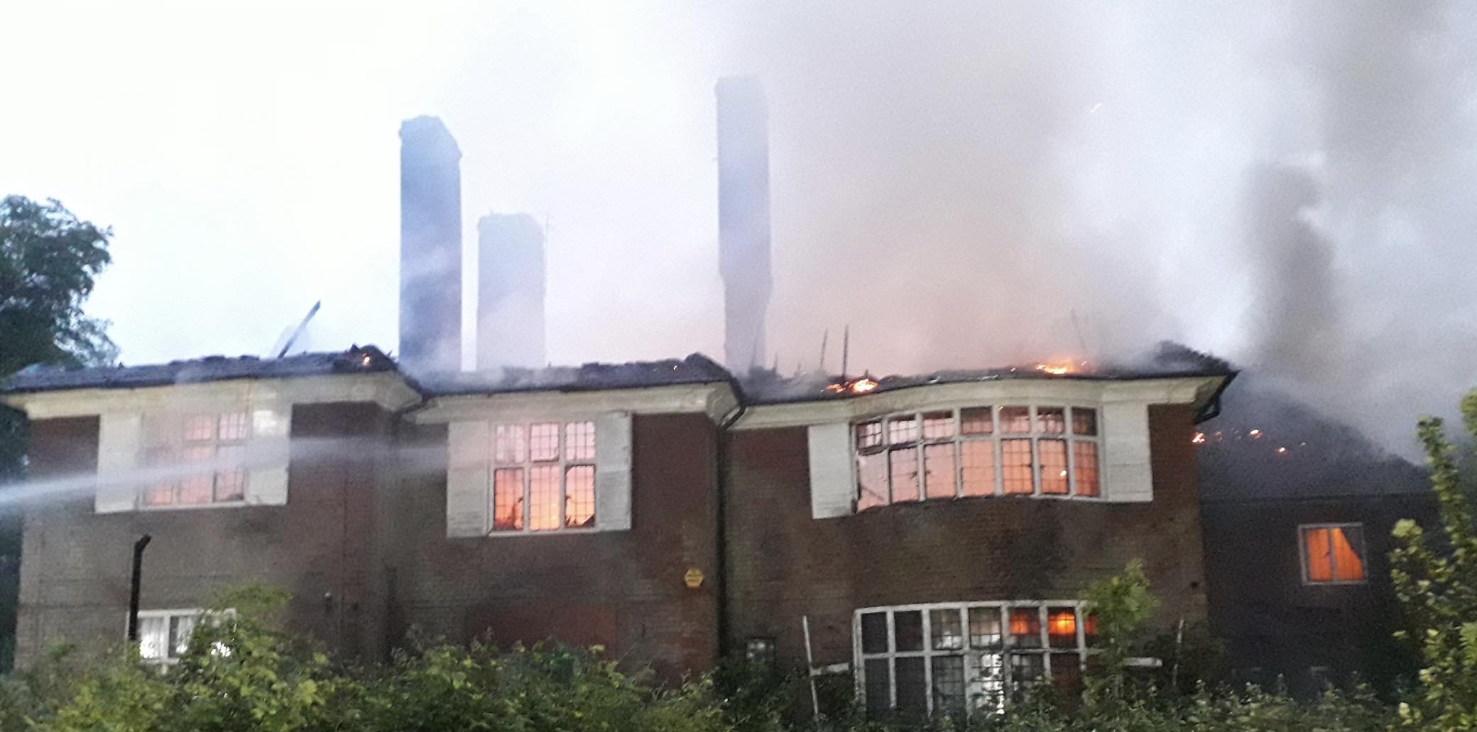 Six Fire Engines And Approximately 40 Firefighters Were Dispatched To A Burning House On The Bishops Avenue In East Finchley