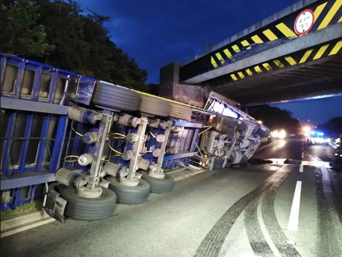 A Lorry Driver Was Reported After Crashing Into An Infamous Low Bridge Near Hinckley This Morning