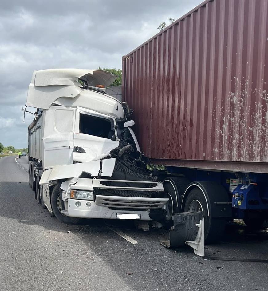 After Their Vehicles Were Involved In A Collision On The A38 In Staffordshire Yesterday, Two Lorry Drivers Miraculously Escaped Unharmed