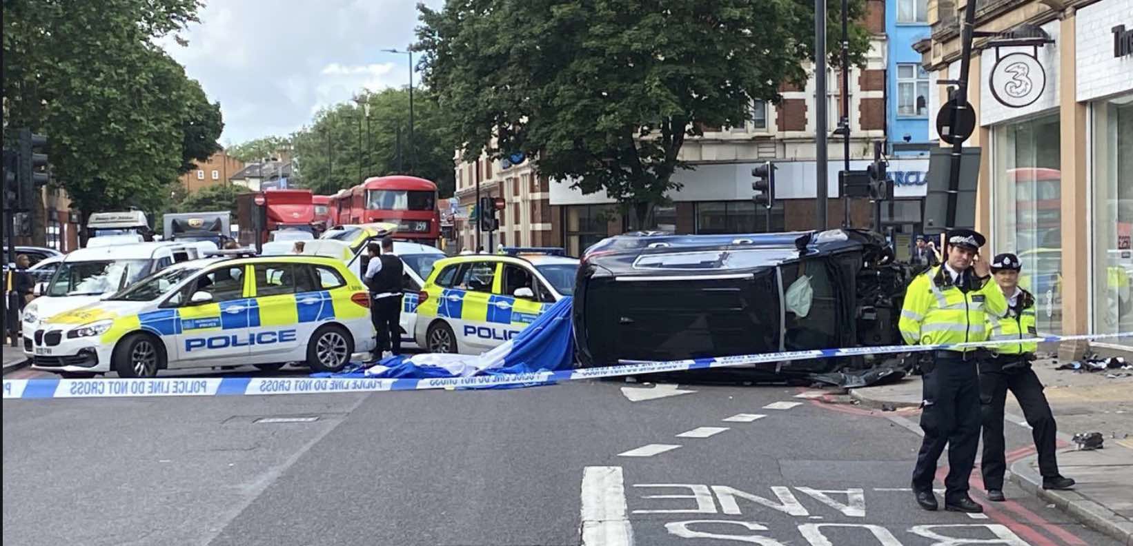 A Man Was Killed After His Car Collided With A Lamppost And Overturned On Seven Sisters Road Near To  Holloway Road