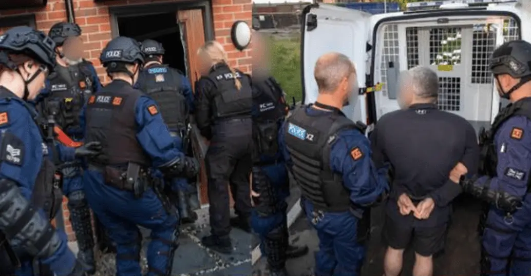 Four arrests have been made and specialist manufacturing equipment made to make millions of pounds worth of counterfeit prescription drugs has been seized following dawn raids