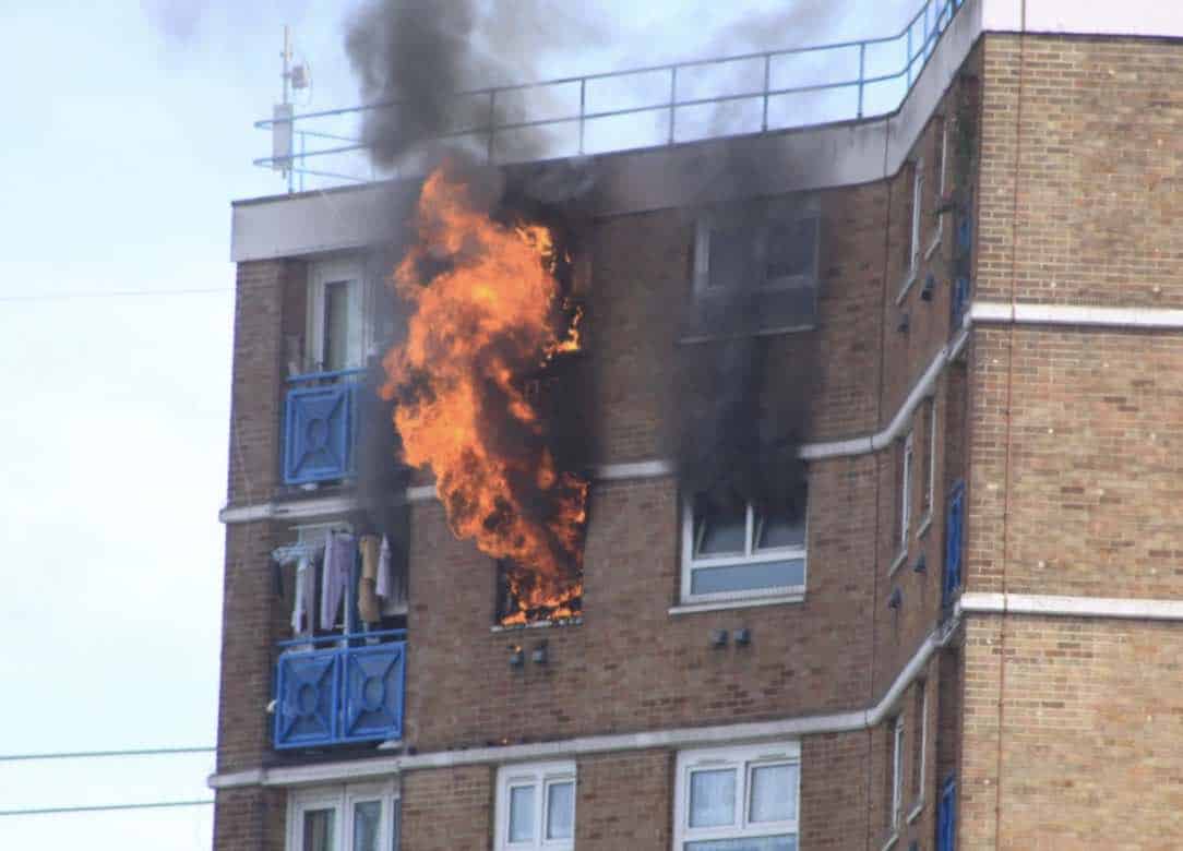 Fire-fighters From London Fire Brigade  Have Been Called To A High Rise Blaze  In Manor Park  East London
