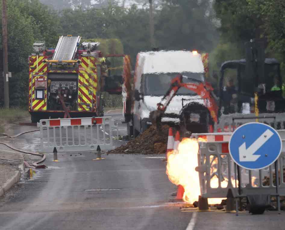 Homes left without power and gas after gas main fire on the outskirts of Maidstone