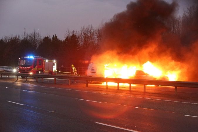 M40 Fire Ball After Two Vehicle Crash 