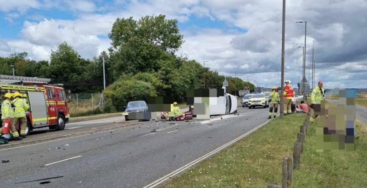 Following a multi-car collision on busy Eastern Road in  Portsmouth emergency services are dealing with a number of casualties
