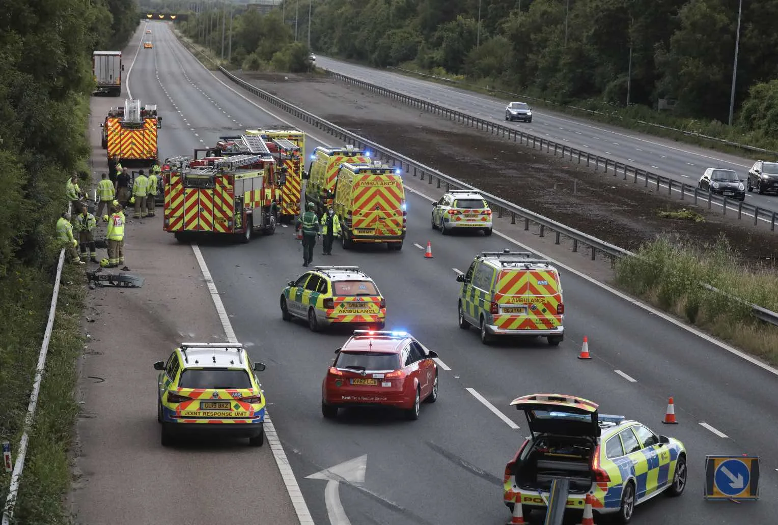 The M2 in both directions has been closed due to a serious crash near Bluebell Hill in Kent