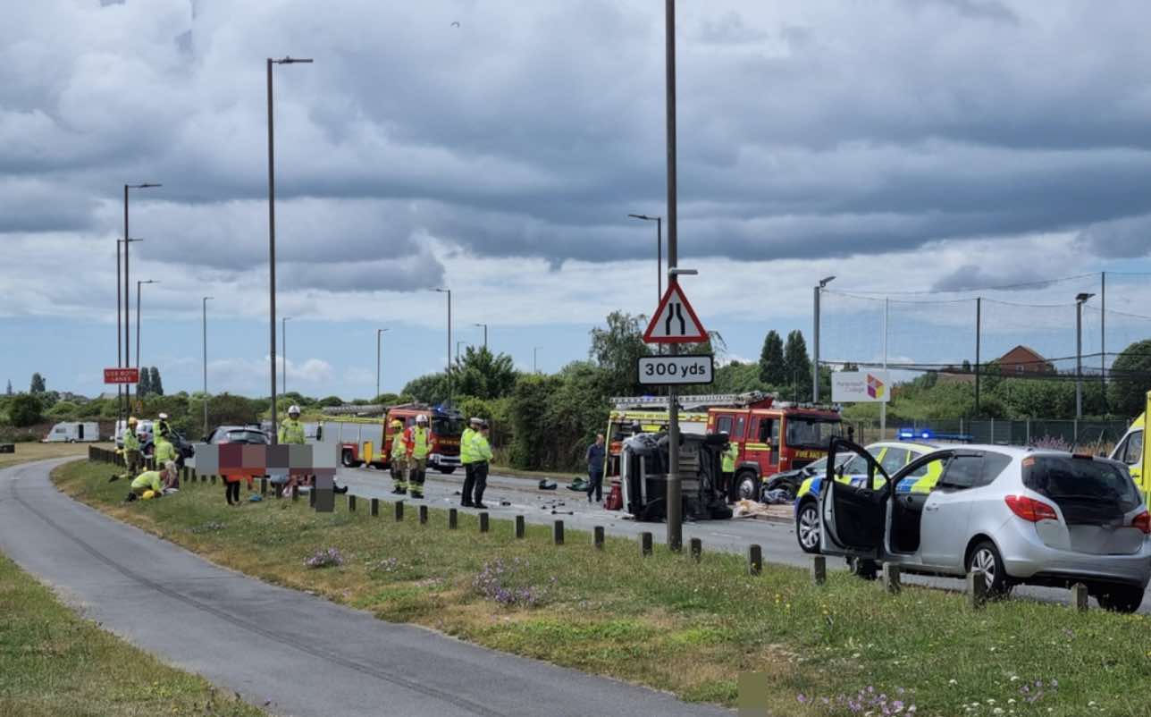 Emergency Services Were Called To The Scene After Reports Of A Multi-car Collision In Which A Van With Two Occupants Had Rolled Over