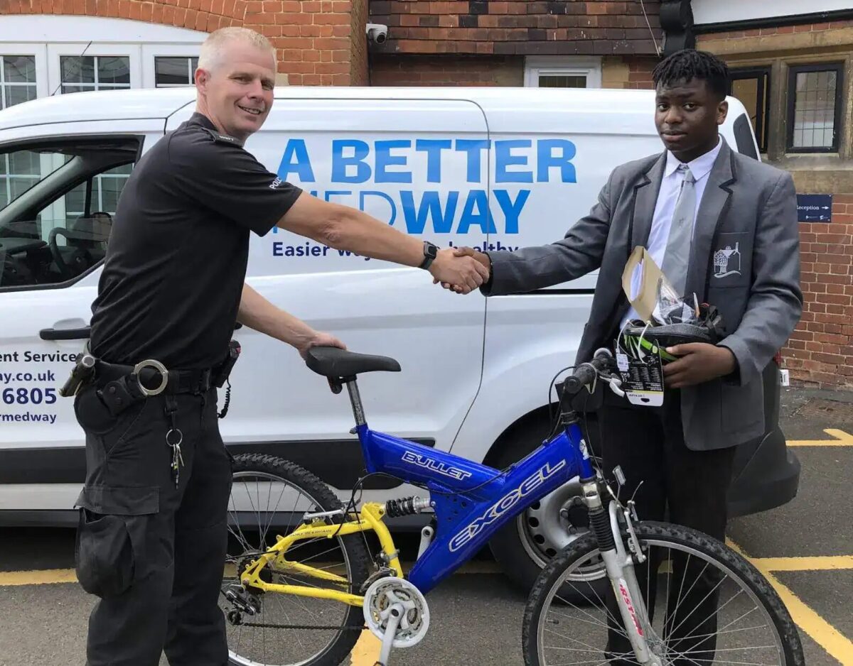 Bicycles destined for the scrap heap have been given new life by Kent Police school officers as part of a programme to encourage students to be more active