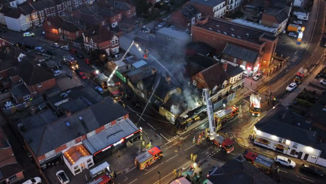On Friday Evening, More Than 75 Firefighters From Hampshire Battled A Fire At The 7 Bone Burger Restaurant In Southampton