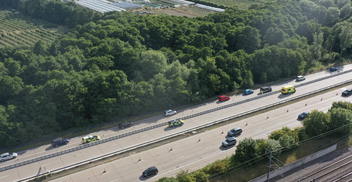 Traffic Is Held On The #m20 Westbound Between J9 #ashford And J8 Near #maidstone Due To A Collision With Long Delays Reported