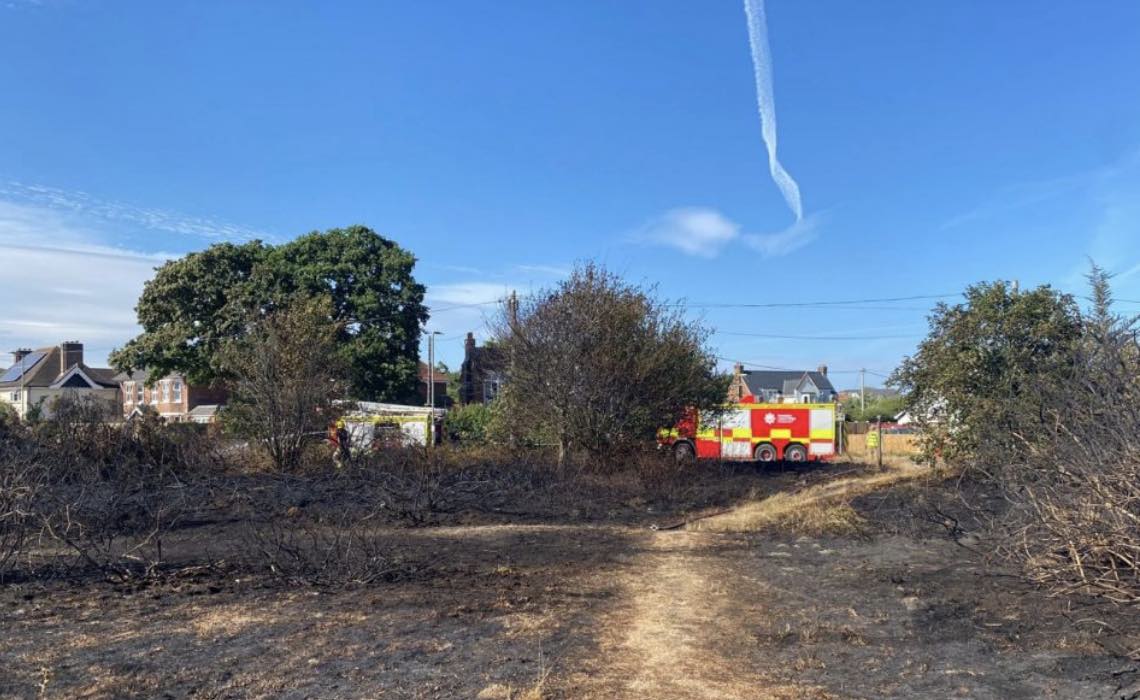 Firefighters Tackle Large Gorse Fire At Pennington Common