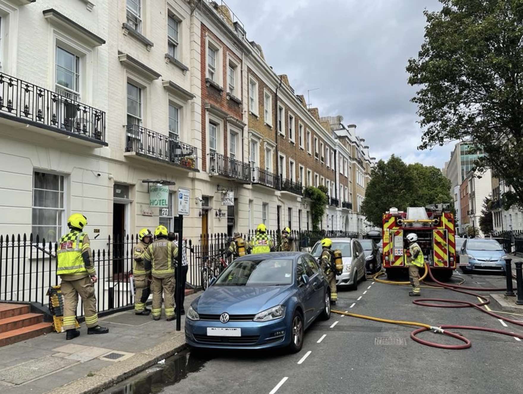 Fire Crews Battle Blaze At The Ivy Hotel In  Pimlico London