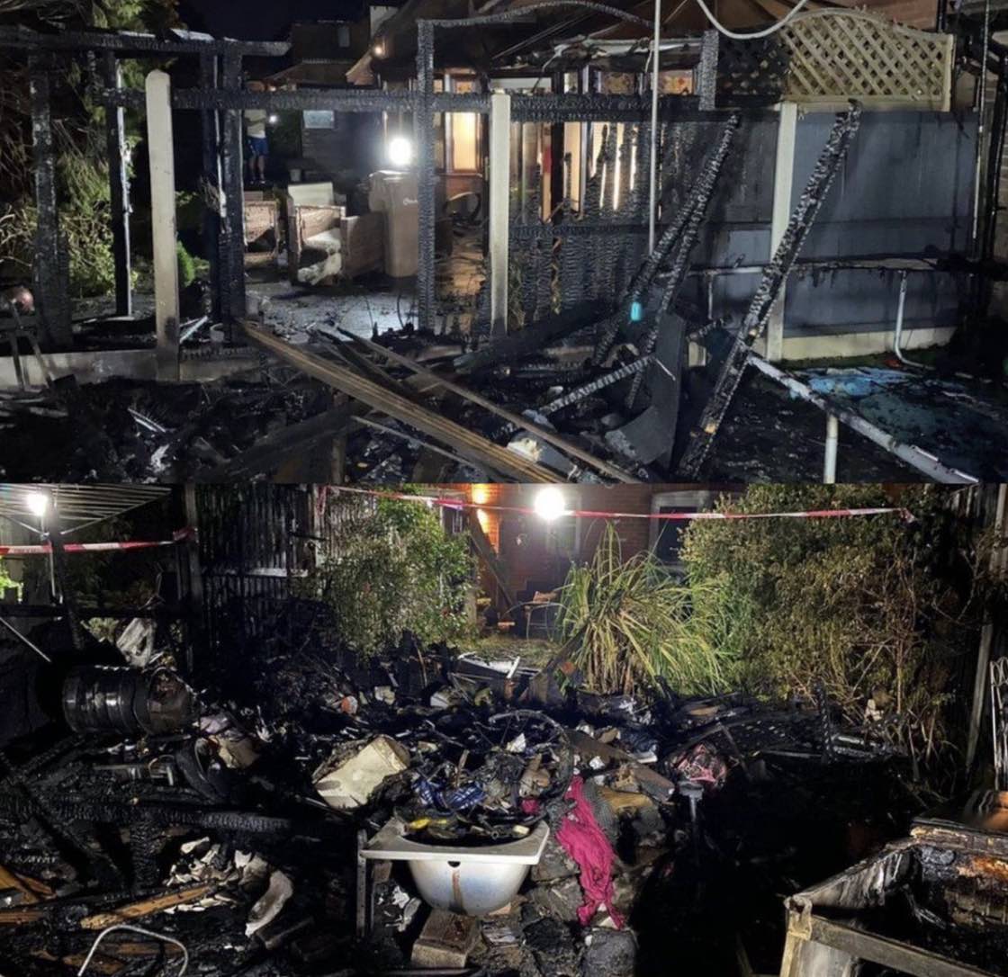 Forty People Were Evacuated From Their Homes When Fire Swept Through A Cul-de-sac, Destroying Several Gardens