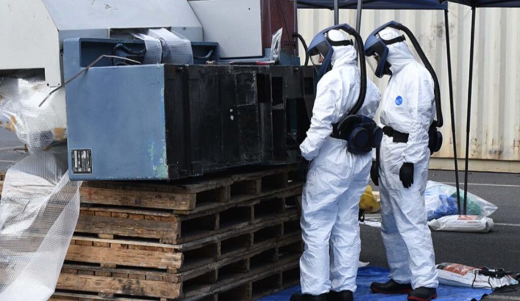 30kg of methamphetamine and more than 11kg of pure powdered fentanyl were concealed inside an industrial wooden lathe that was shipped fr…