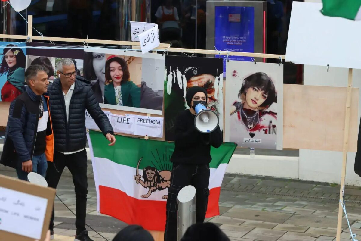 A protest is bring held in Brighton against the killing of Iranian Masha Aamini