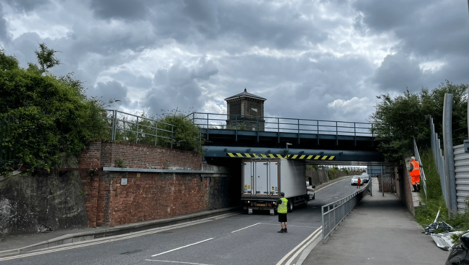 Newtown Road Remains Partially Blocked After A Lorry Became Stuck Under The Railway Bridge