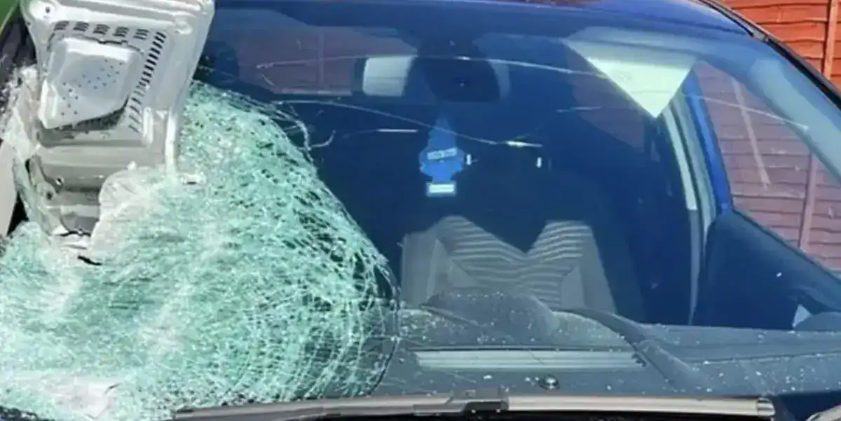 A 15-year-old boy and a man have been arrested over a series of criminal damage reports including a microwave being thrown through the windscreen of a moving car