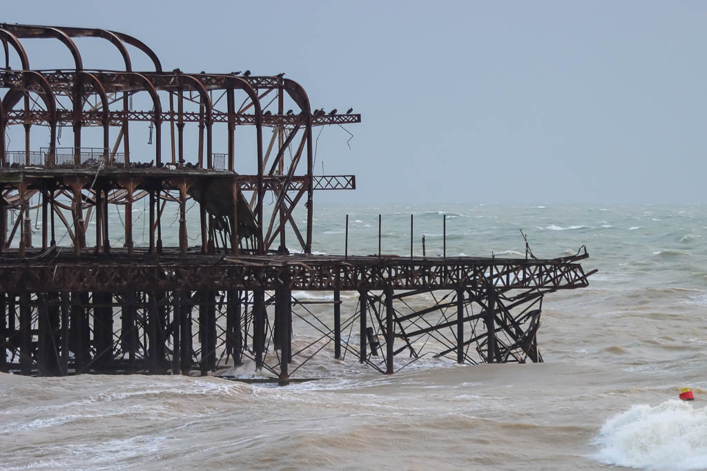 Storm Claudio - Part Of Brighton's West Pier Collapses Into Sea