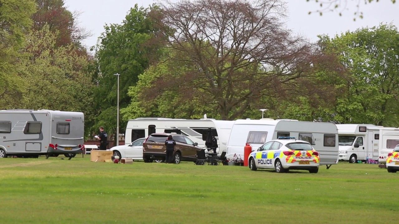 Travellers Have Set Up Camp In Prospect Park In Reading