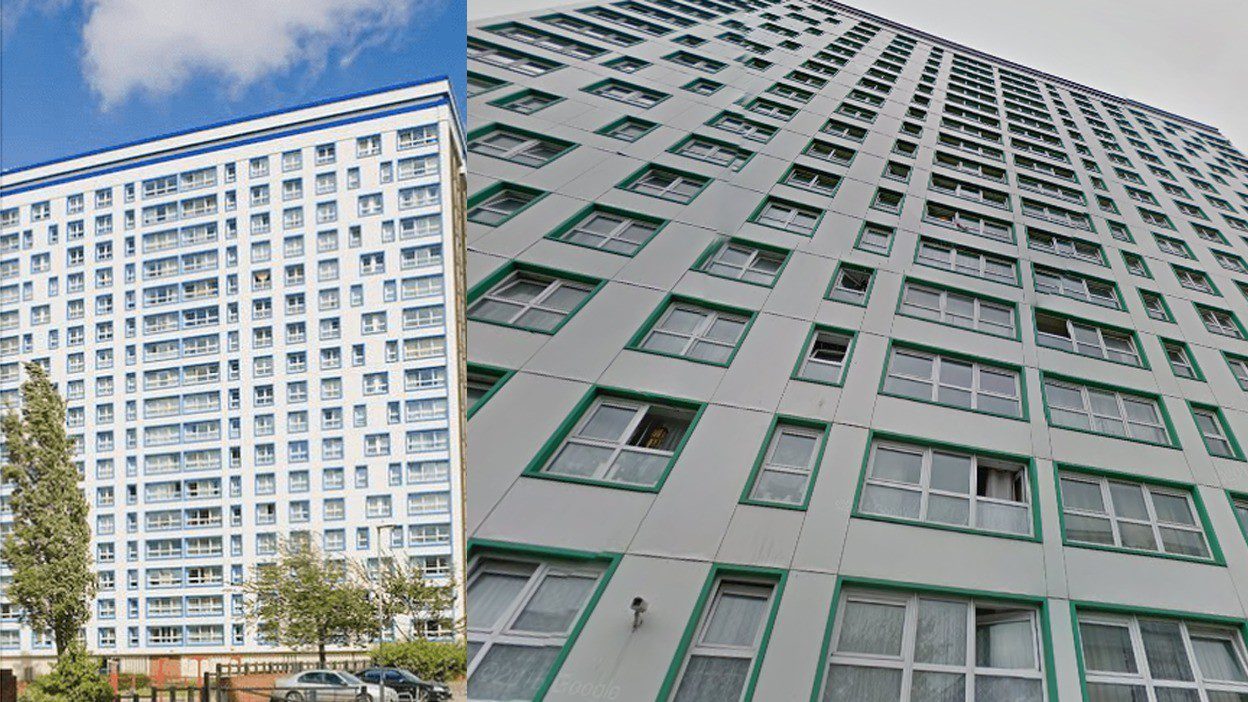Two  Portsmouth Tower  Blocks Stripped Of Cladding Following Tests