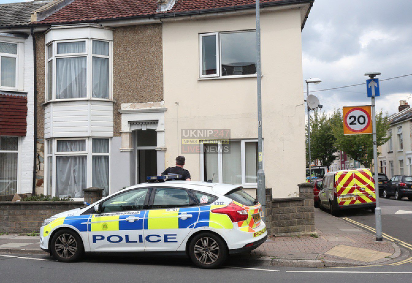 House Sealed Off In Portsmouth  By Police Investigating A Serious Assault