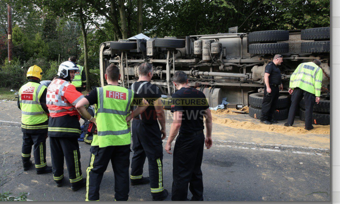 Hgv Driver Freed After Being Trapped For Four Hours In Overturned Lorry