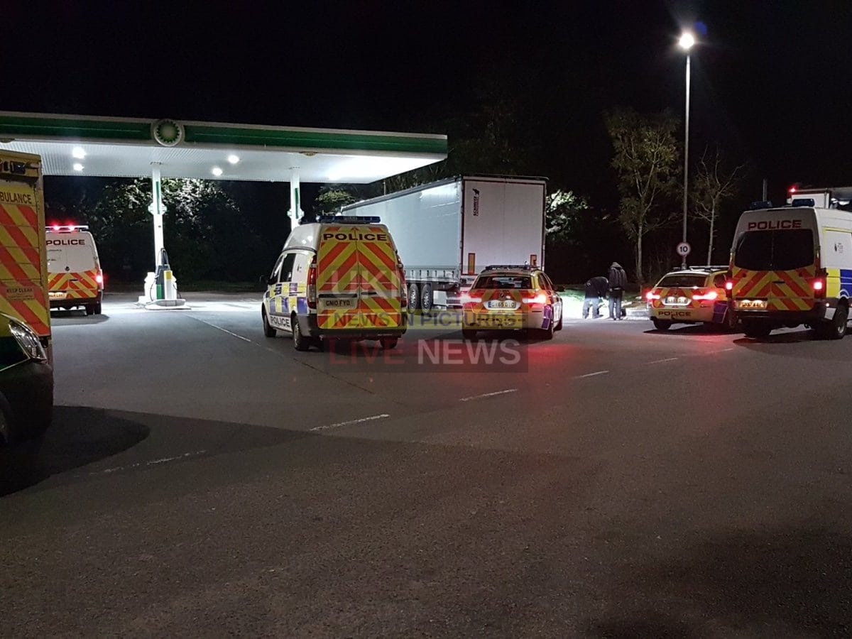 Police Arrest Sixteen Immigrants After They Were Found Packed Into Two Hgv  At M25 Motorway Services