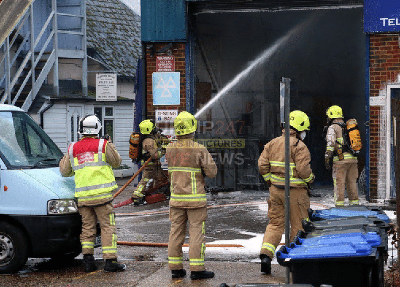 Fire Rips Through Car Workshop In Byfleet After Van's Fuel Line Explodes