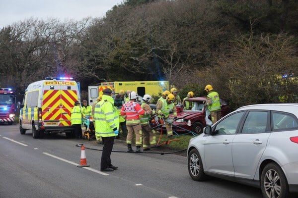 Two Vehicle Collision Blocks Biddlesford Road In Newport