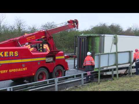 Emergency Services At Winnall Roundabout After Lorry Overturns