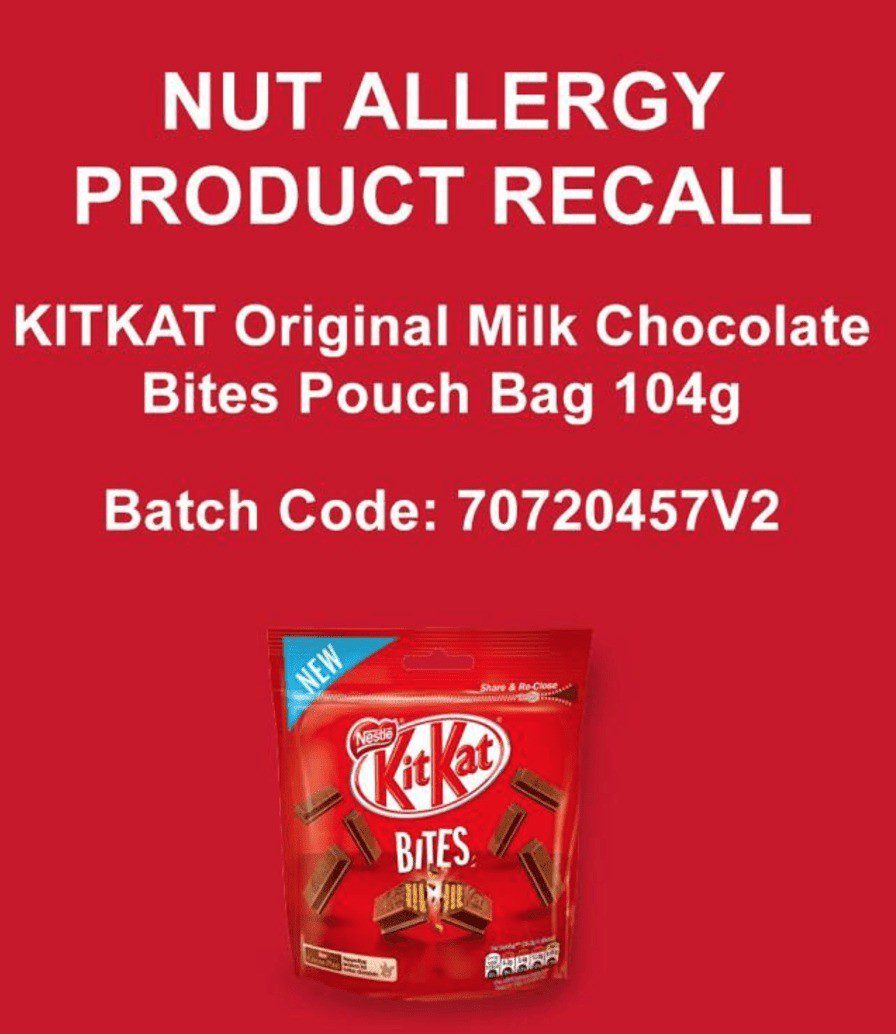Kitkat Bites Recall  And Nut Allergy Warning