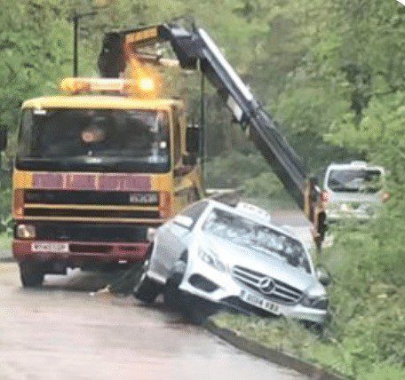 Berk In A Merc Pulled From Gutter In Newport