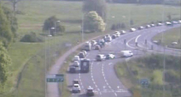 A30 Closed In Devon Due To Overturned Van  Where Two Persons Are Trapped