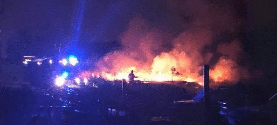Kent Fire Crews Tackling  Large Fire  On Queensborough Creek Industrial Estate