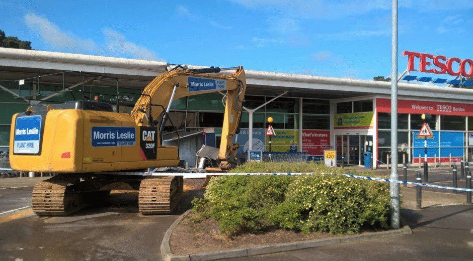 Cheeky Thieves Use Digger To Rob Cashpoint From Bordon Tesco