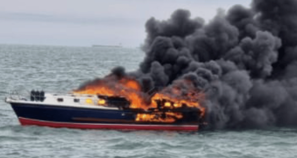 A Massive Fire On A Boat Has Prompted An Emergency Response Off The Coast Of Portsmouth