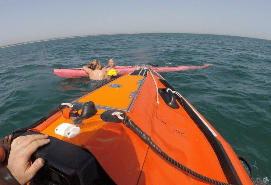 Two People Are Rescued From The Water By The Selsey Rnli Inshore Lifeboat