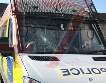 Scumbag Attack Police Van With Rocks In Southampton