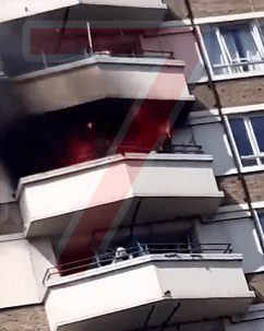 Fire Breaks Out In Highrise Block Of Flats  In London