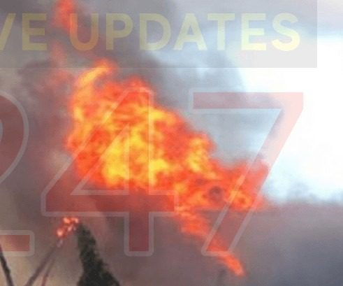 Fire Crews Battle Blaze  That Has Engulfed Six Properties