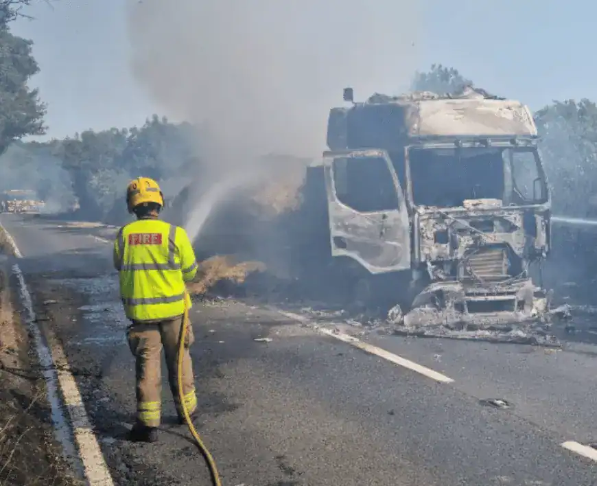 A HGV fire has closed the A35 in Dorset in both directions between the A37 (Dorchester) and the A3066 (Bridport)