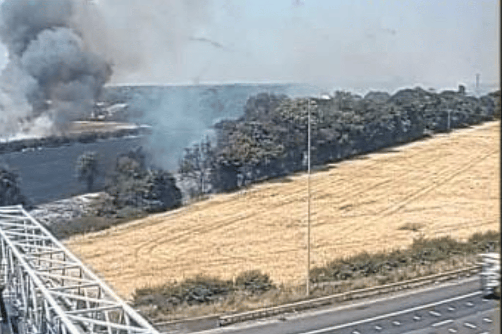 Twenty Fire Engines And Around 180 Firefighters After Battling A Blaze That Is Heading Towards To The M25 Motorway