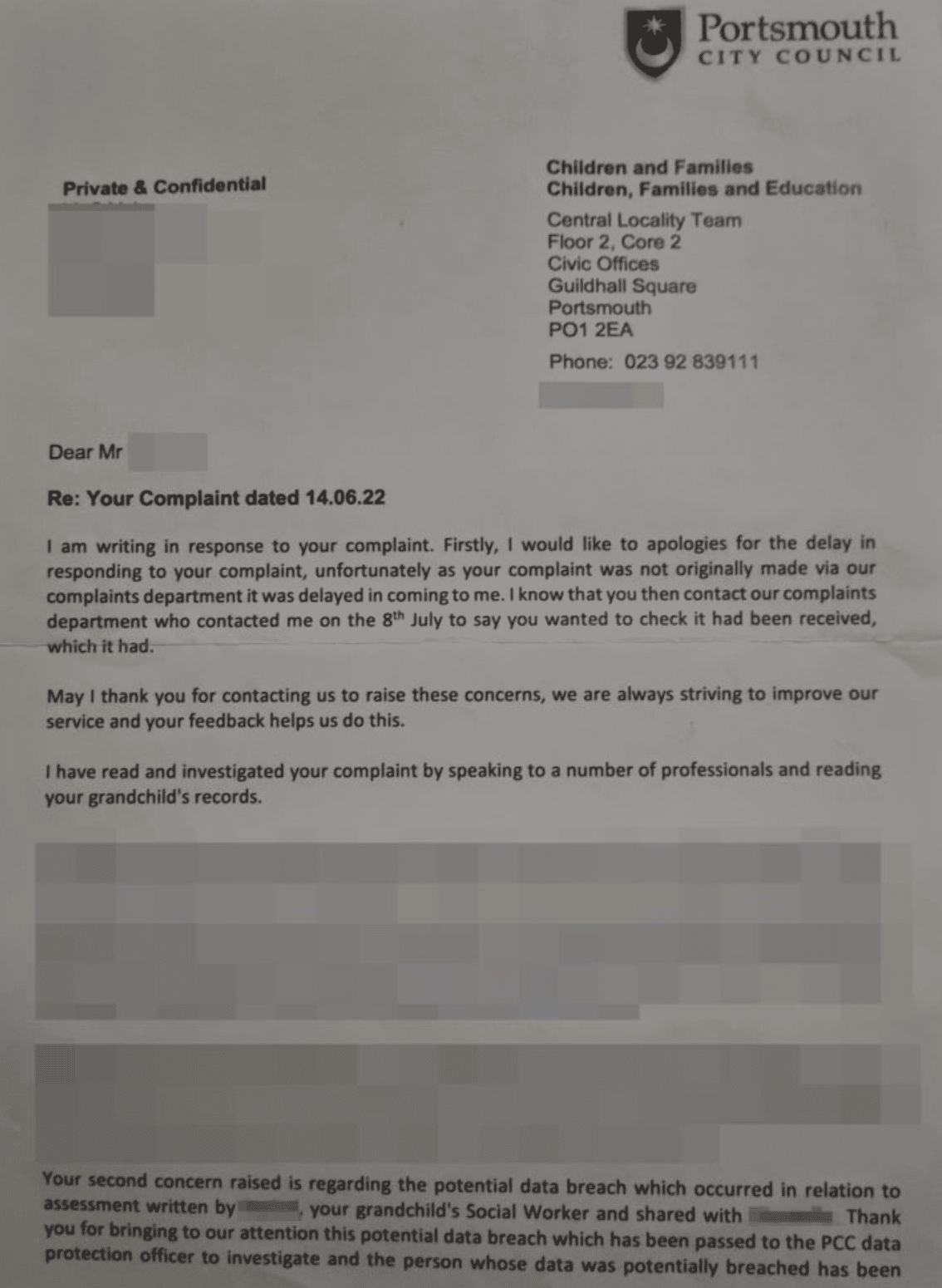 An Investigation Has Been Launched Into Portsmouth Children’s Social Care Following A Data Protection Breach By A Social Worker